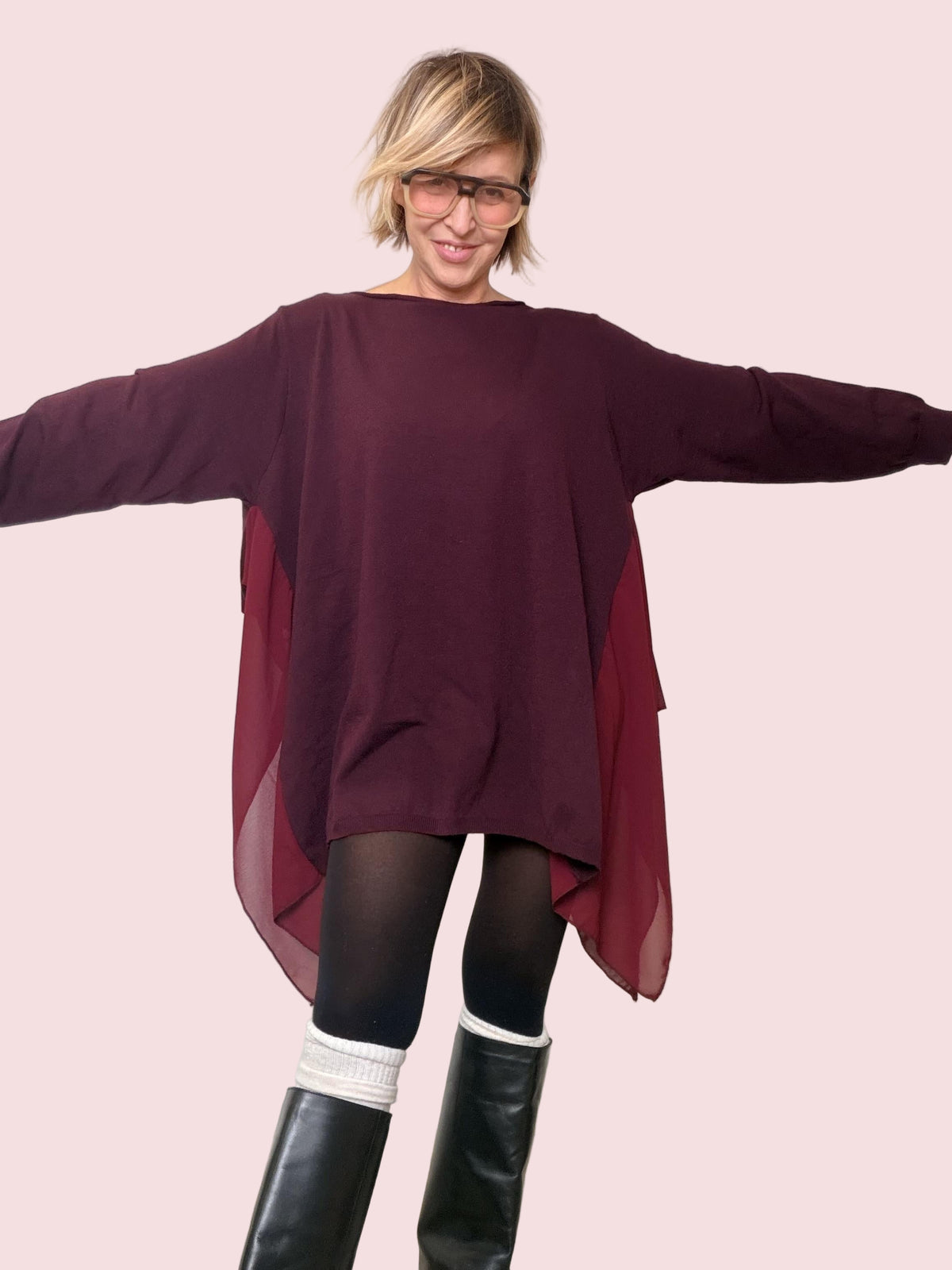 SUSY STAR - Maglia over con taglio a vele ST78401/ BORDEAUX SUSY STAR 