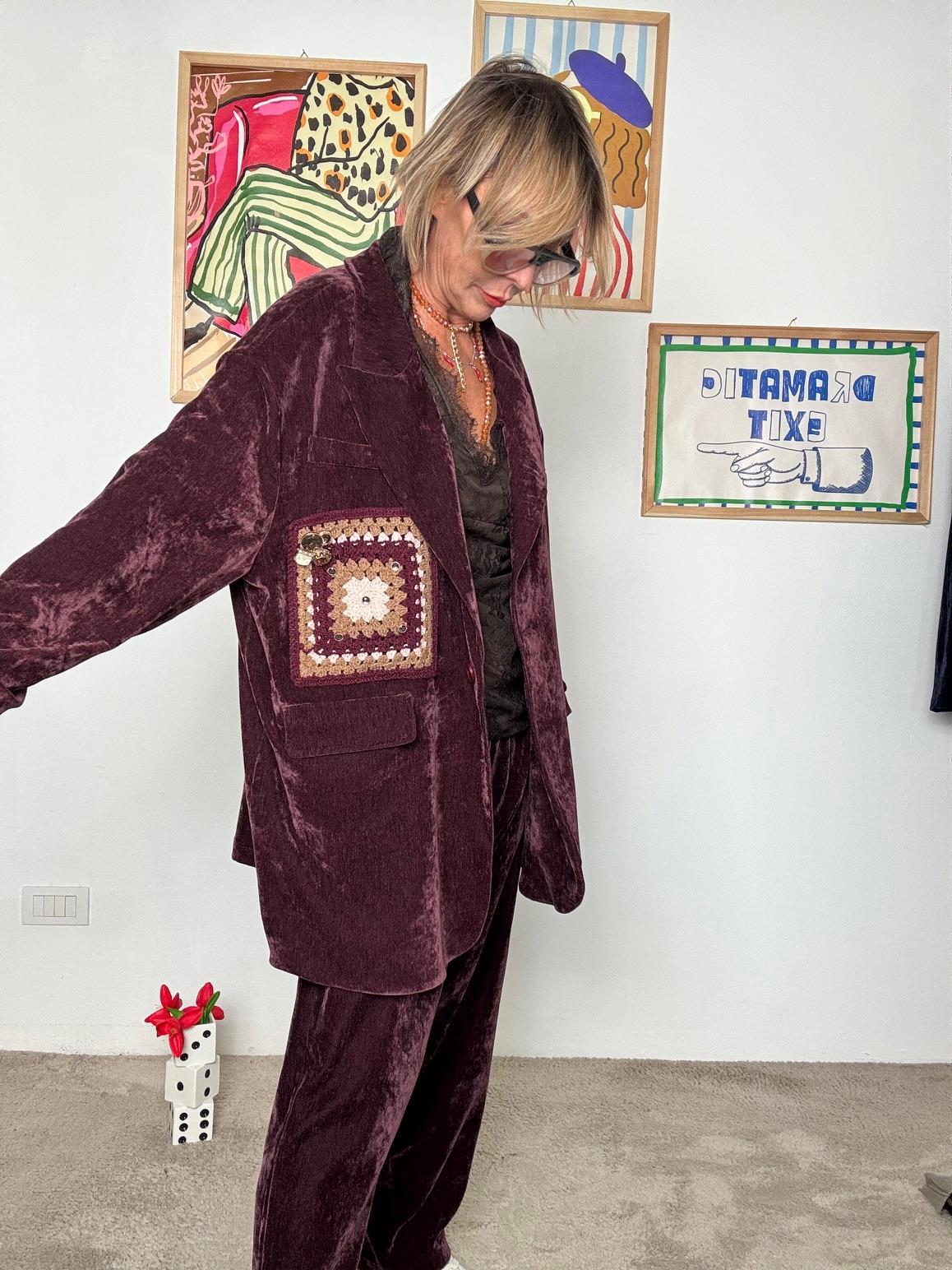 SUSY STAR - Giacca in ciniglia con dettagli crochet VINO STSS2957/ VINO SUSY STAR 