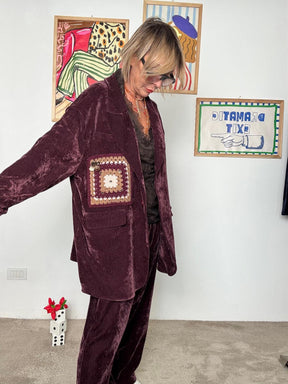 SUSY STAR - Giacca in ciniglia con dettagli crochet VINO STSS2957/ VINO SUSY STAR 