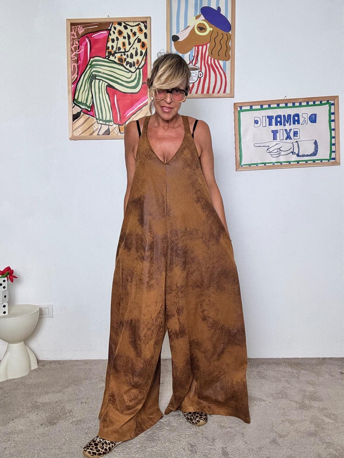 SUSY STAR -Tuta donna larga marrone  stile boho chic e super comodo ST3080/ MORO SUSY STAR 