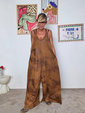 SUSY STAR -Tuta donna larga marrone  stile boho chic e super comodo ST3080/ MORO SUSY STAR 