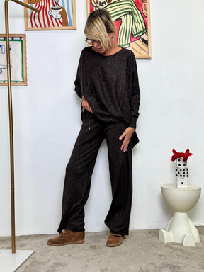 SUSY STAR - Pantalone in Maglia Lurex  Lounge con Luccichio MORO ST570188LX/ MORO SUSY STAR 