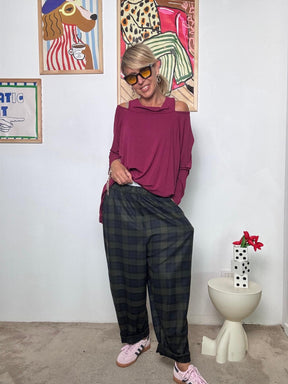 SUSY STAR - Pantalone Check Relax Fit  Comodo come una tuta, chic come un completo STS7265/ BLU SUSY STAR 