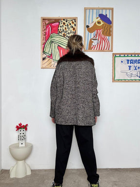 SUSY STAR -Giacca spigata con collo in pelliccia removibile: eleganza e versatilità STS515144/ NERO SUSY STAR 