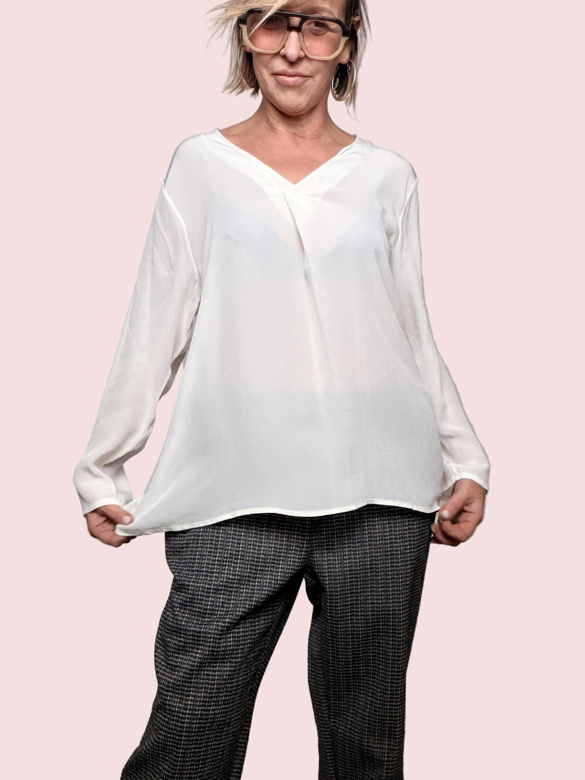 DEJA VU - Camicia Soft Light  fluida, luminosa e irresistibilmente elegante A25AN107/ LATTE DEJA VU 