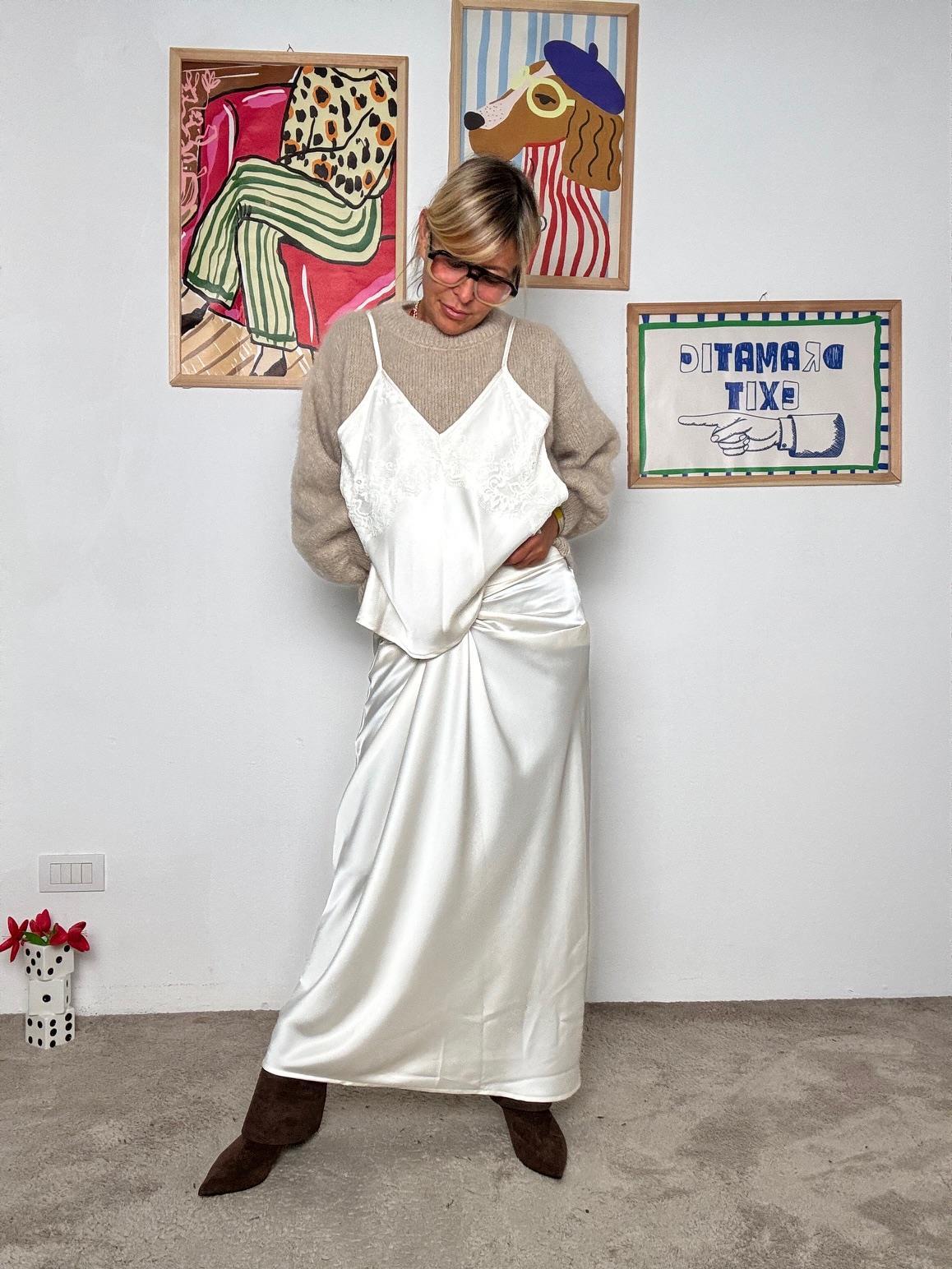 SOUVENIR - Gonna lunga con drappeggio davanti: eleganza con un tocco moderno BURRO S38M1112/ BURRO SOUVENIR 