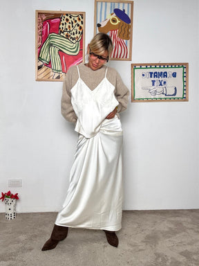 SOUVENIR - Gonna lunga con drappeggio davanti: eleganza con un tocco moderno BURRO S38M1112/ BURRO SOUVENIR 