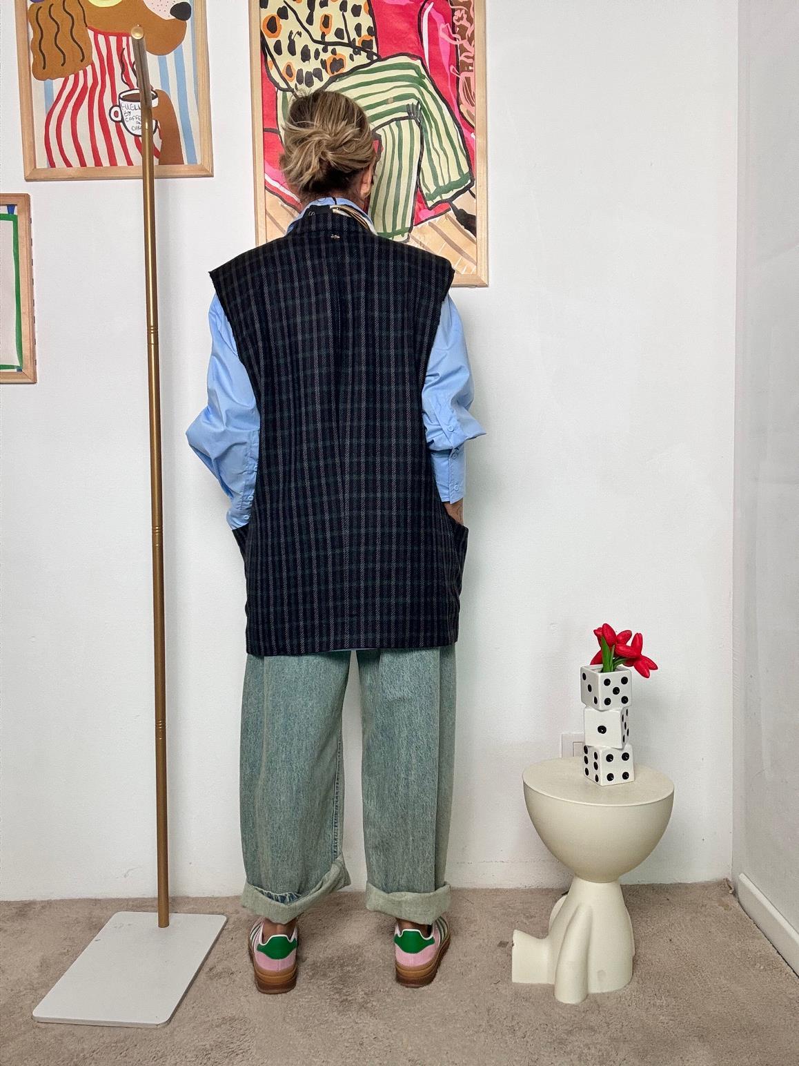 SOUVENIR - Gilet "IL PICCOLO PRINCIPE"  Stile retrò con un tocco dironia di lusso CHECK BLU F38X0156/ BLU SOUVENIR 
