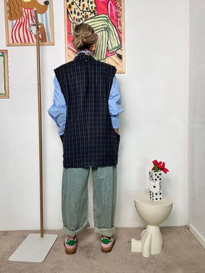 SOUVENIR - Gilet "IL PICCOLO PRINCIPE"  Stile retrò con un tocco dironia di lusso CHECK BLU F38X0156/ BLU SOUVENIR 