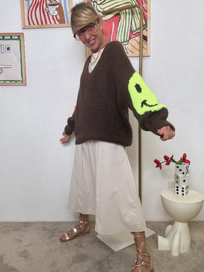 FEMALE - Maglione Oversize Happy Mood  Perché la Moda è un Gioco MARRONE CM1632-SMILE/ MARRONE FEMALE 