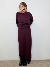 DEJA VU - Gonna lunga in punto Milano con bordo in pizzo vino A25FL301/ VINO DEJA VU 