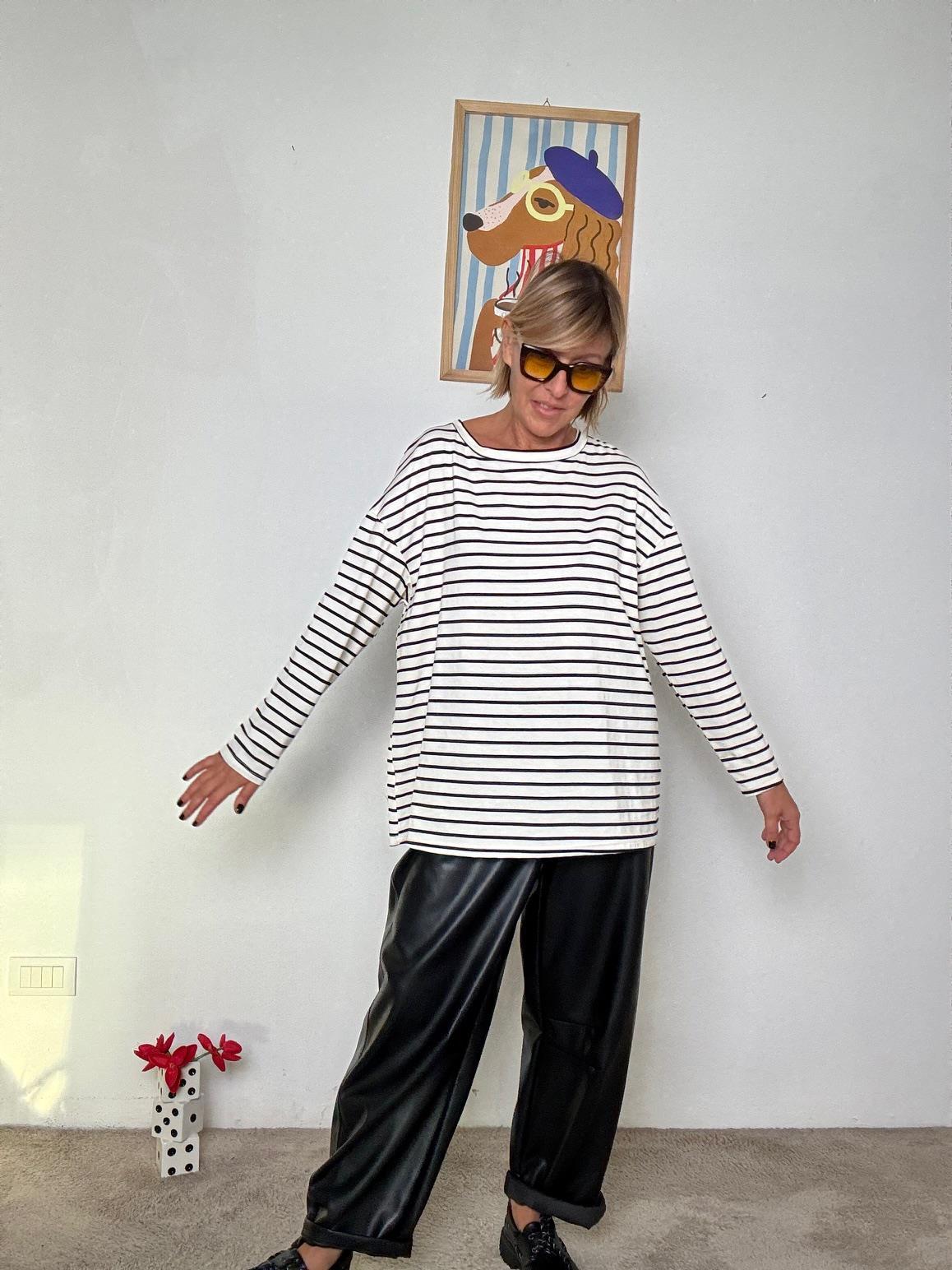 DEJA VU - MAGLIA PARIS STRIPE DL409/ NERO DEJA VU 