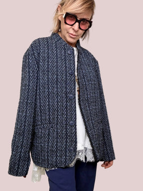Giacca tweed morbida e super chic A25LU614/ BLU DEJA VU 