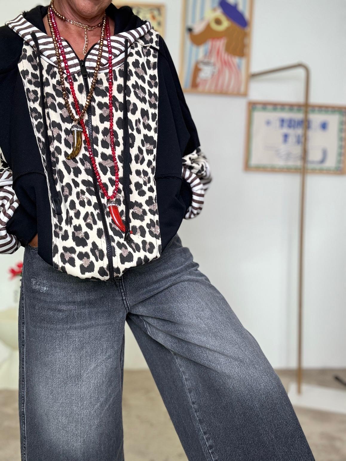 HAVE ONE -Jeans cropped a gamba larga effetto vintage PLS-P020/ NERO HAVE ONE 