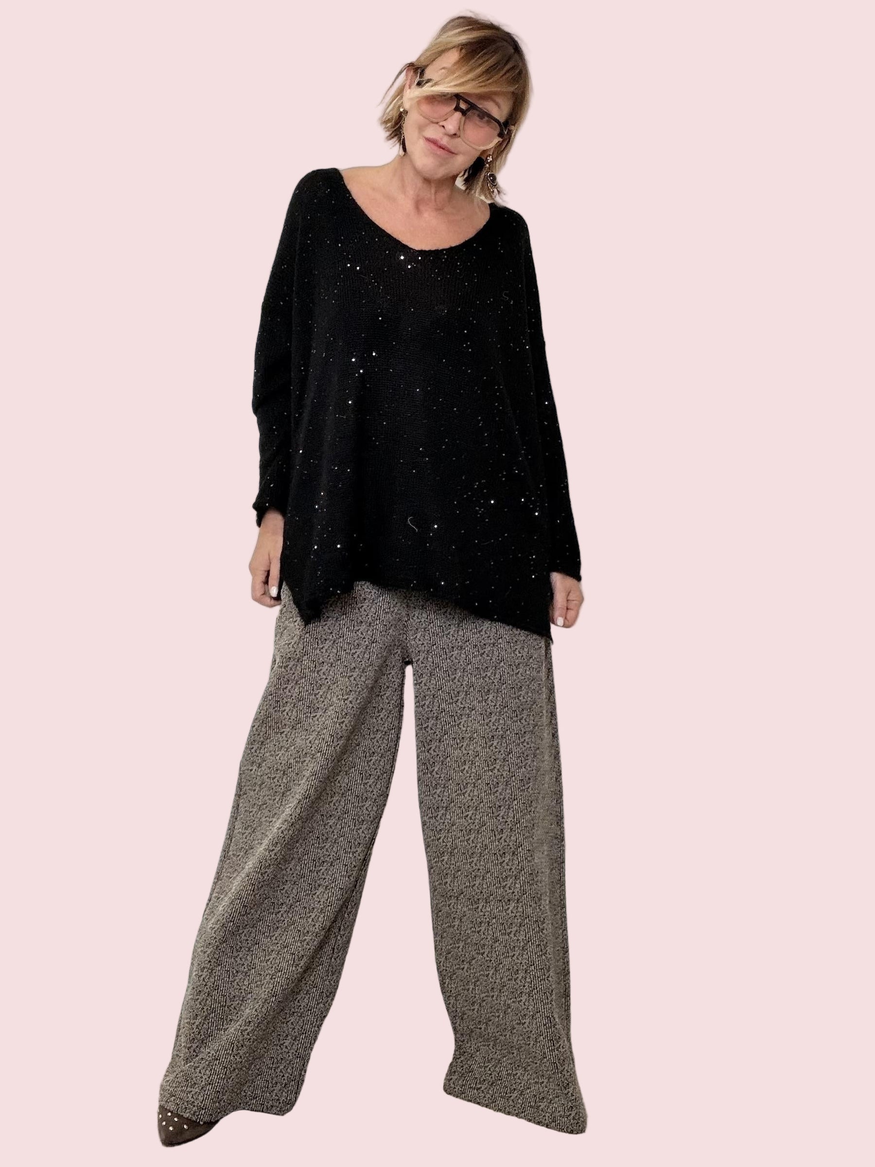 DEJA VU - Pantalone Cocoon Morbido A25RU209/ GRIGIO DEJA VU 