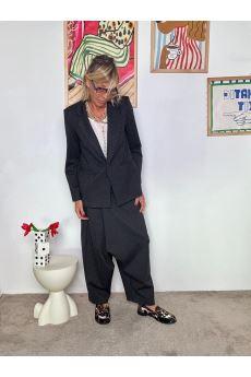 DEJA VU-  Pantalone donna oversize gessato modello alla turca A25FL203/ GESSATO DEJA VU 