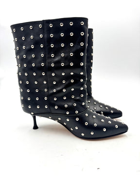 DIVINE FOLLIE - Stivale donna in pelle nera con borchie e tacco sottile AISHA2470/ NERO DIVINE FOLLIE 