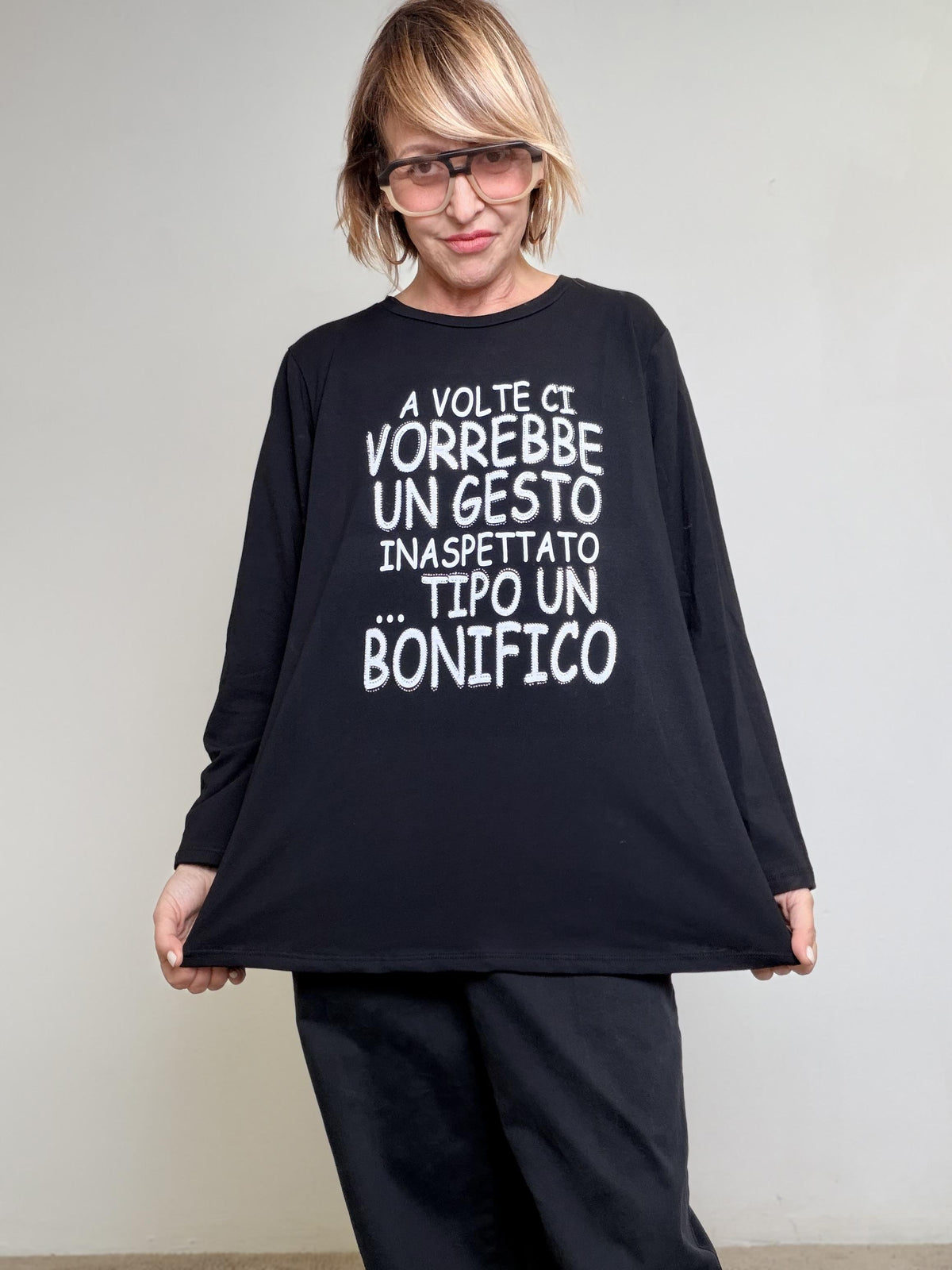 SUSY STAR - T-shirt Bonifico Mood STL14/ NERO SUSY STAR 