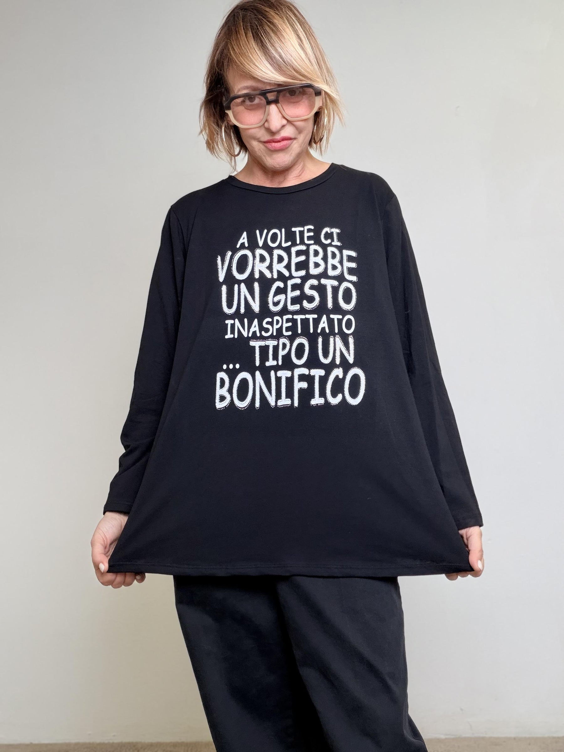 SUSY STAR - T-shirt Bonifico Mood STL14/ NERO SUSY STAR 