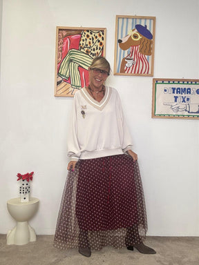 FEMALE - Felpa bianca oversize con scollo a V  Stile casual e ricercato A6835-F9/ PANNA FEMALE 