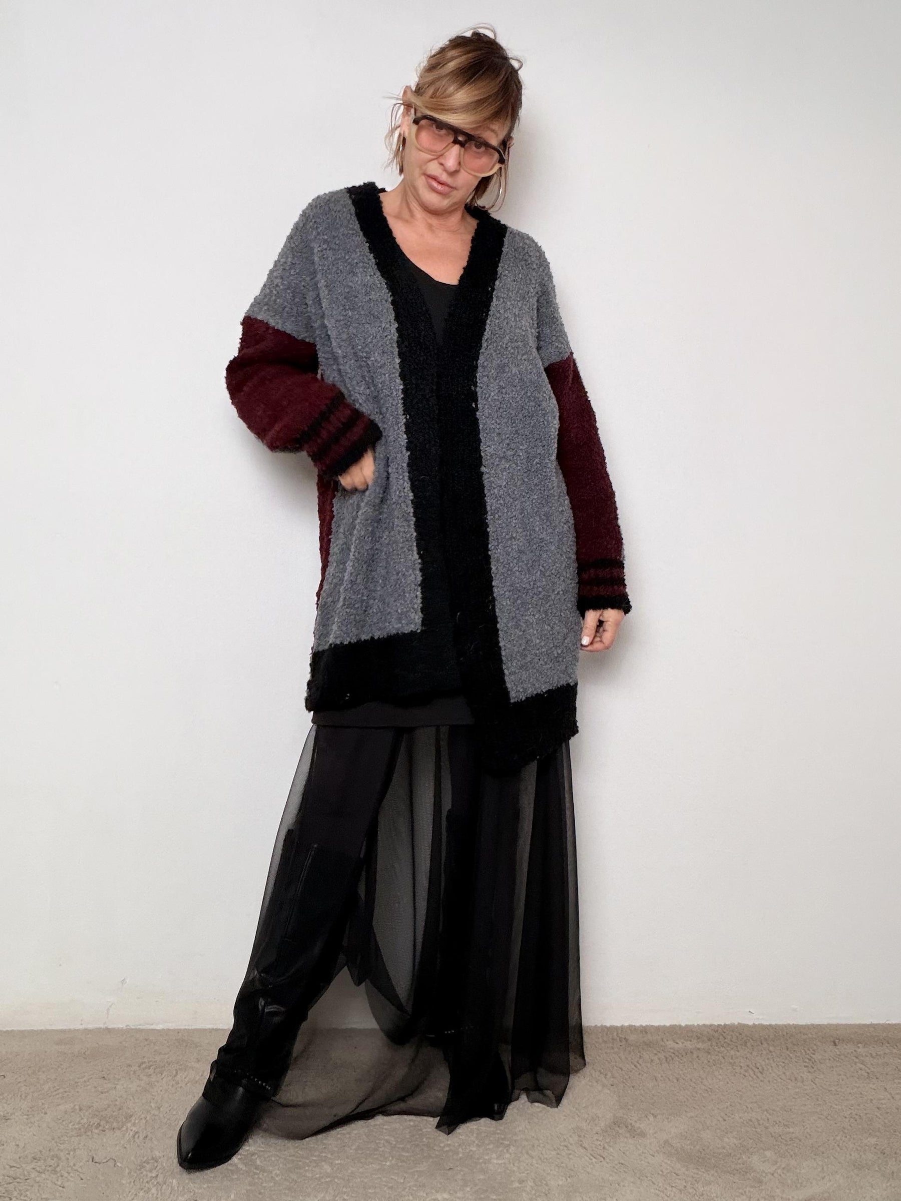 SUSY STAR - CARDIGAN COZY BLOCK ST3WB101/ NERO SUSY STAR 