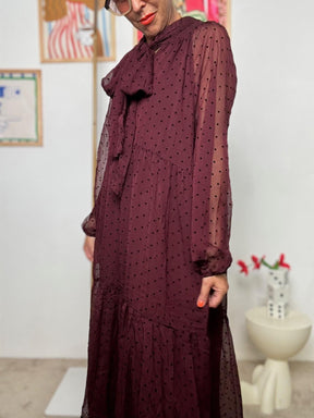 FEMALE - Abito Pois e Poesia  Romantico, Svolazzante, Iconico BORDEAUX W5903/ BORDEAUX FEMALE 