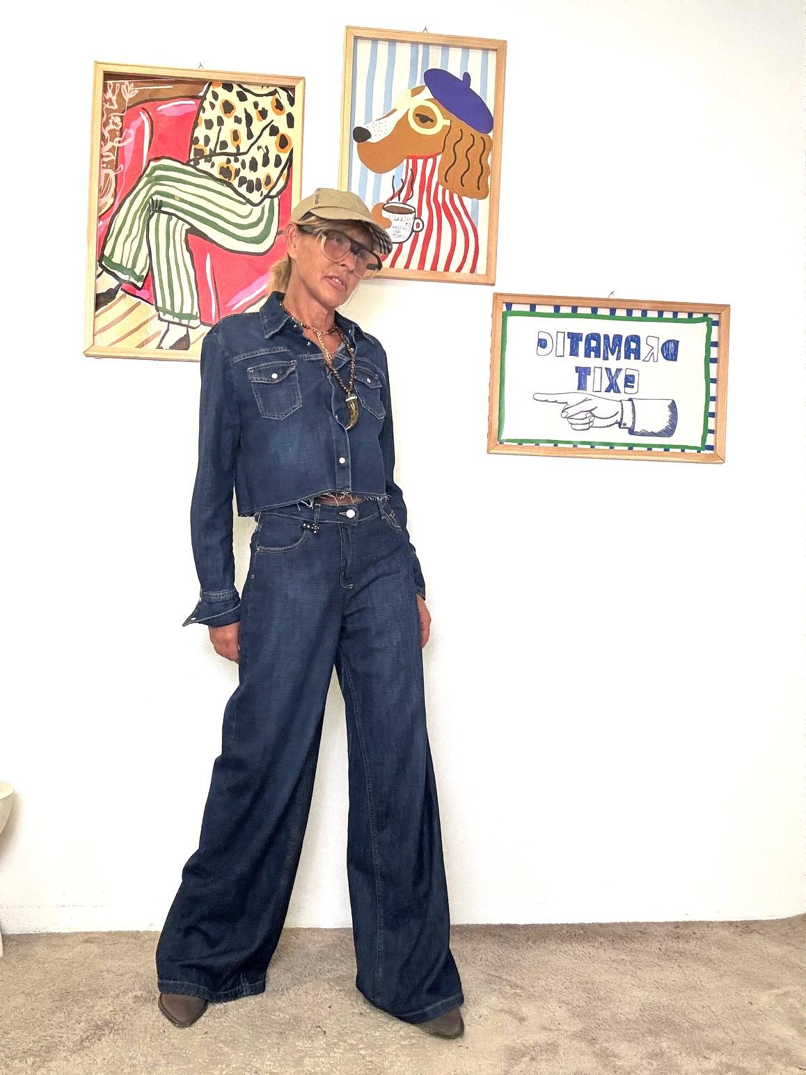 HAVE ONE - Jeans a palazzo in denim blu  comodi e super chic PGZ-P089/ DENIM HAVE ONE 