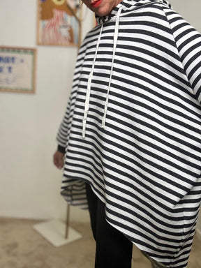 FEMALE - Felpa Oversize a Righe  La Coccola Urbana con Stile Marinaro NERO R51238/ BLACK FEMALE 