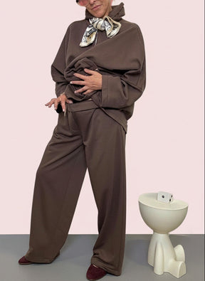 PANTALONE - Pantalone "Cacao Soft" in Punto Milano  Comfort Elegante da Mattina a Sera MARRONE A25LU408/ MORO DEJA VU 