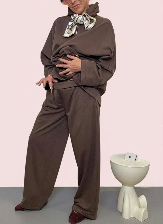 PANTALONE - Pantalone "Cacao Soft" in Punto Milano  Comfort Elegante da Mattina a Sera MARRONE A25LU408/ MORO DEJA VU 