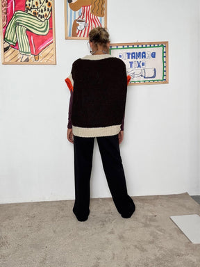 FEMALE - Gilet donna oversize a maglia  stile casual e trendy MORO L12M120/ MARRONE FEMALE 