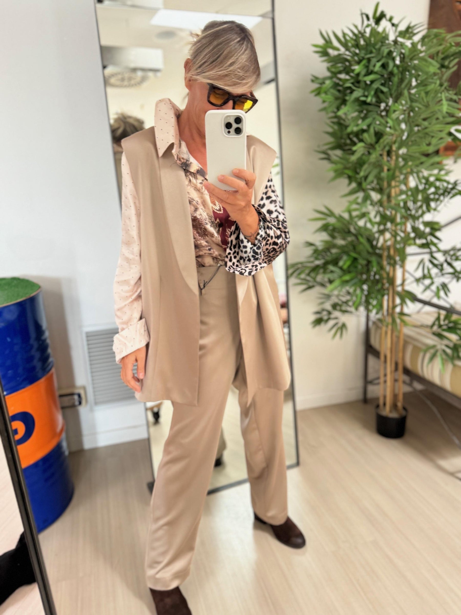 SUSY STAR - GILET LUNGO IN RASO - PLATINO STSUSY852/ PLATINO SUSY STAR 