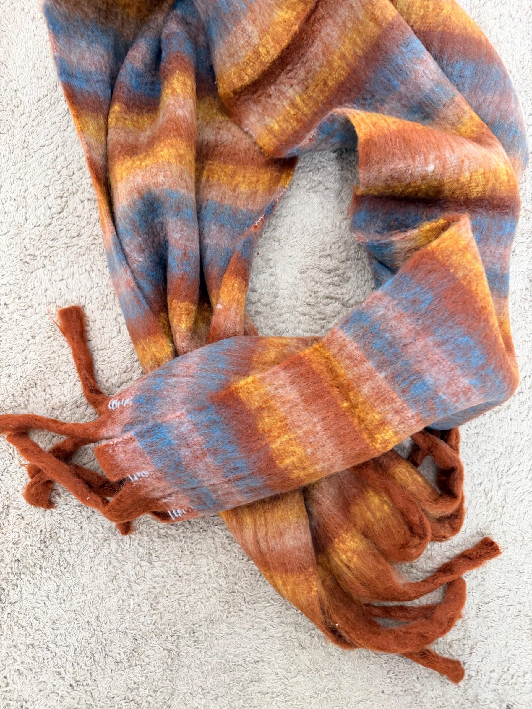 Sciarpa Morbida a Righe Multicolor Cozy YF6071 RUGGINE FEMALE 