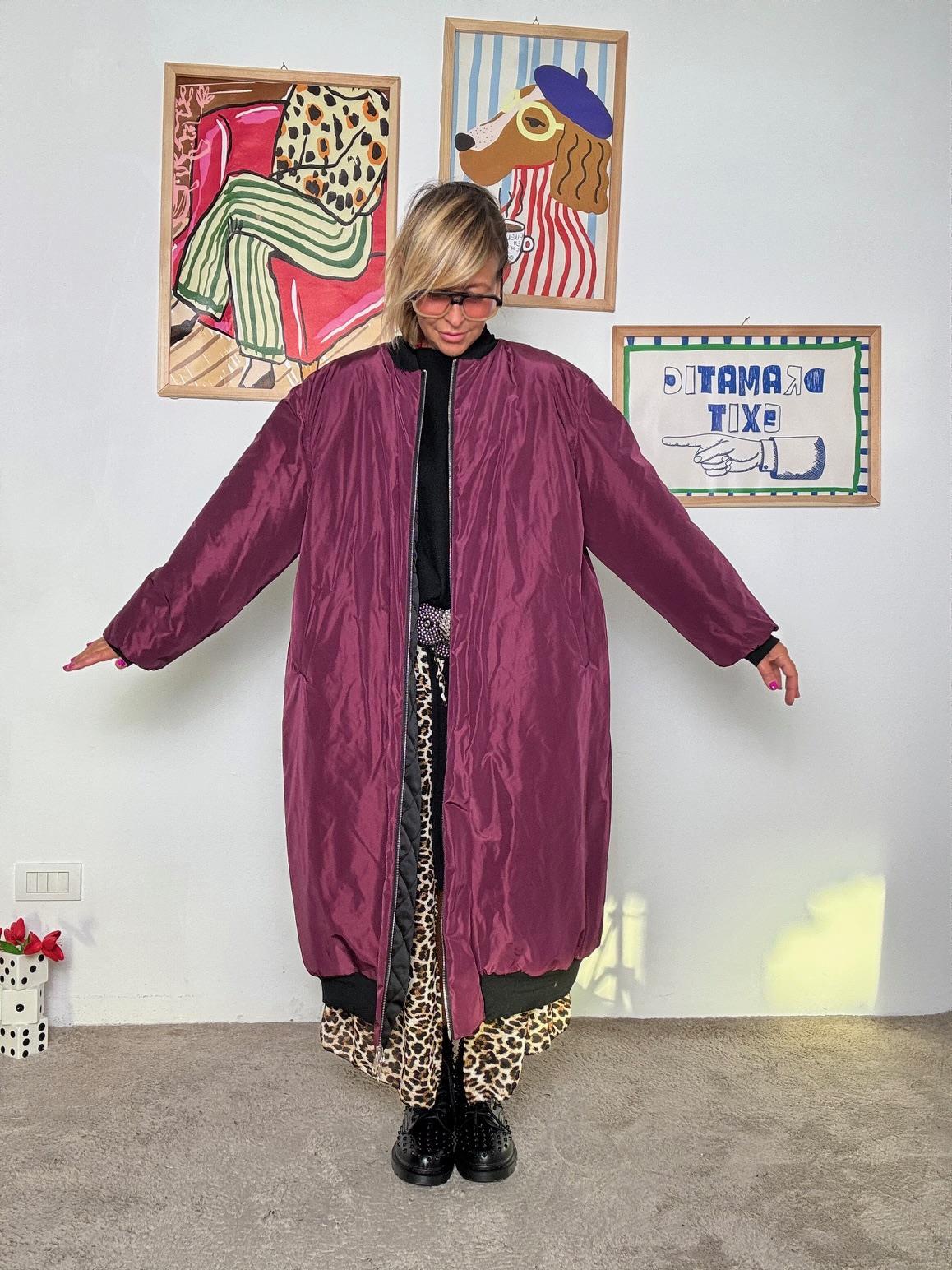 SUSY STAR - Bomber lungo donna  pratico e di tendenza vino ST240802/ VINO SUSY STAR 