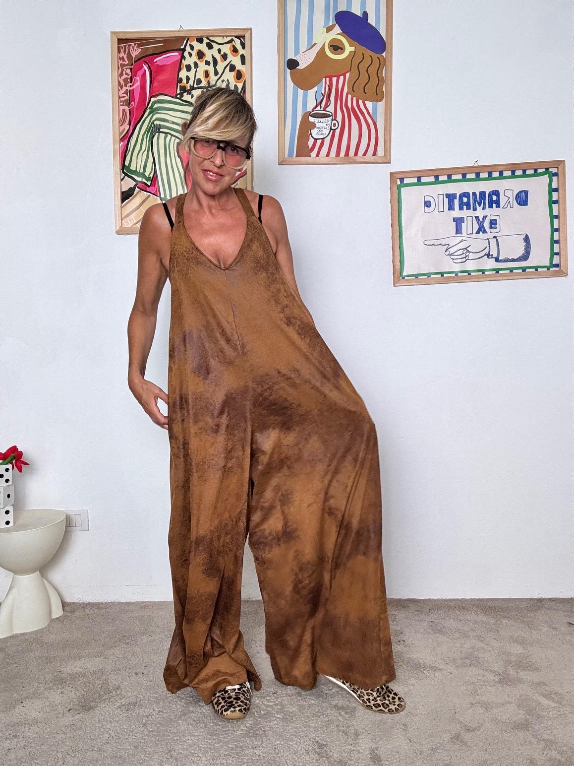 SUSY STAR -Tuta donna larga marrone  stile boho chic e super comodo ST3080/ MORO SUSY STAR 