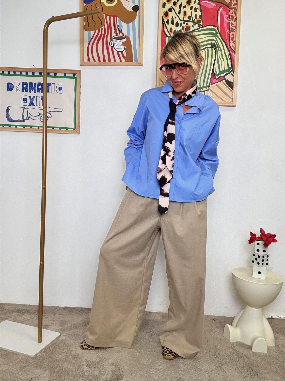 FEMALE - CAMICIA AZZURRA LIVING THE DREAM  STILE OVERSIZE, ENERGIA POSITIVA WM2516/ CELESTE FEMALE 