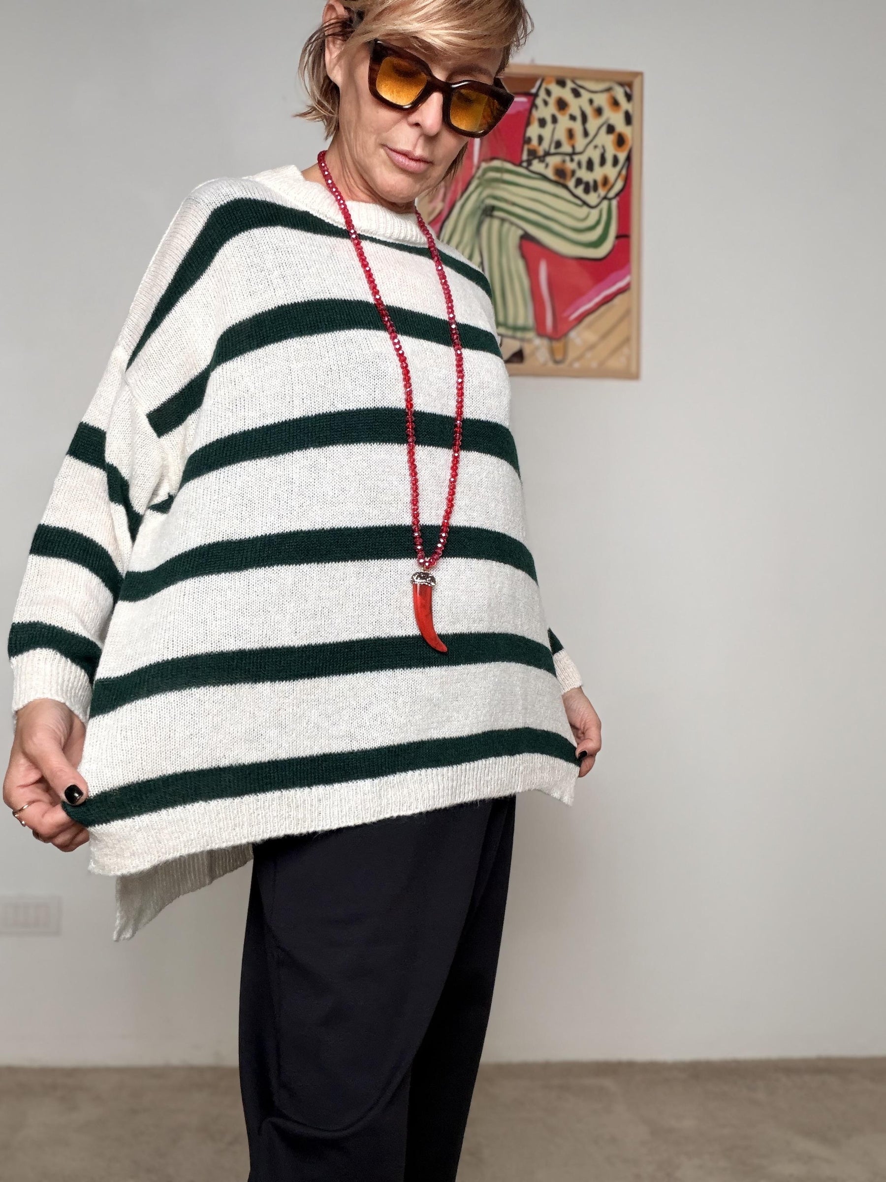 DEJA VU_ Maglione a righe A25SS404 OTTANIO/GRIGIO DEJA VU 