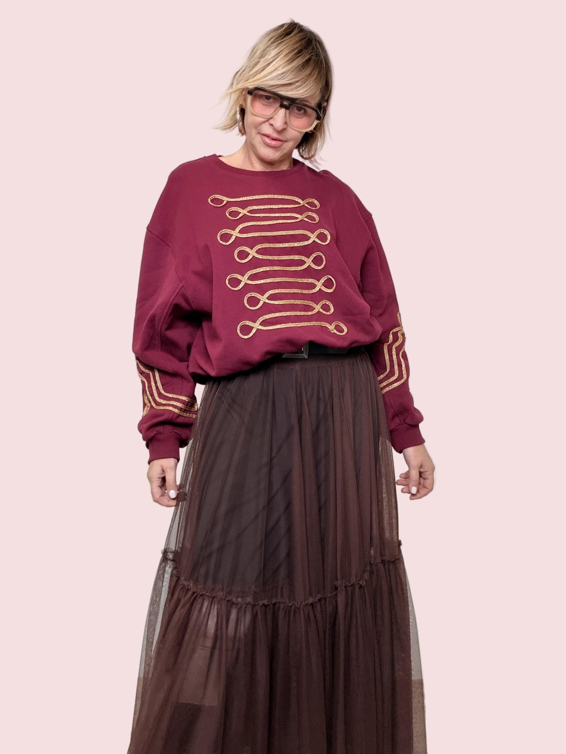 DEJA VU - FELPA MAJORETTE CHIC BORDEAUX S38M1508/ BORDEAUX SOUVENIR 