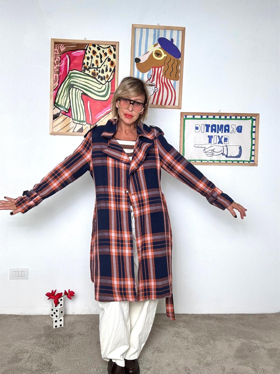 FEMALE - Cappotto Scottish Mood A6942-H9/ CHECK BLU/ORANGE FEMALE 