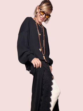 SUSY STAR - GONNA MAGLIA CON PIZZO STSS3252/ NERO SUSY STAR 