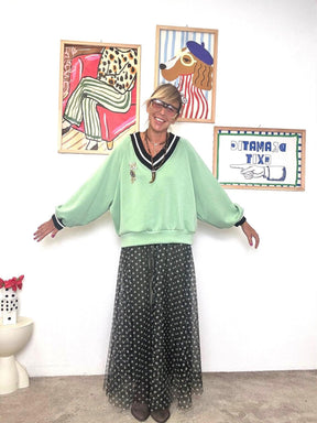 FEMALE - Felpa menta oversize con scollo a V  Stile casual e ricercato A6835-F9/ MENTA FEMALE 