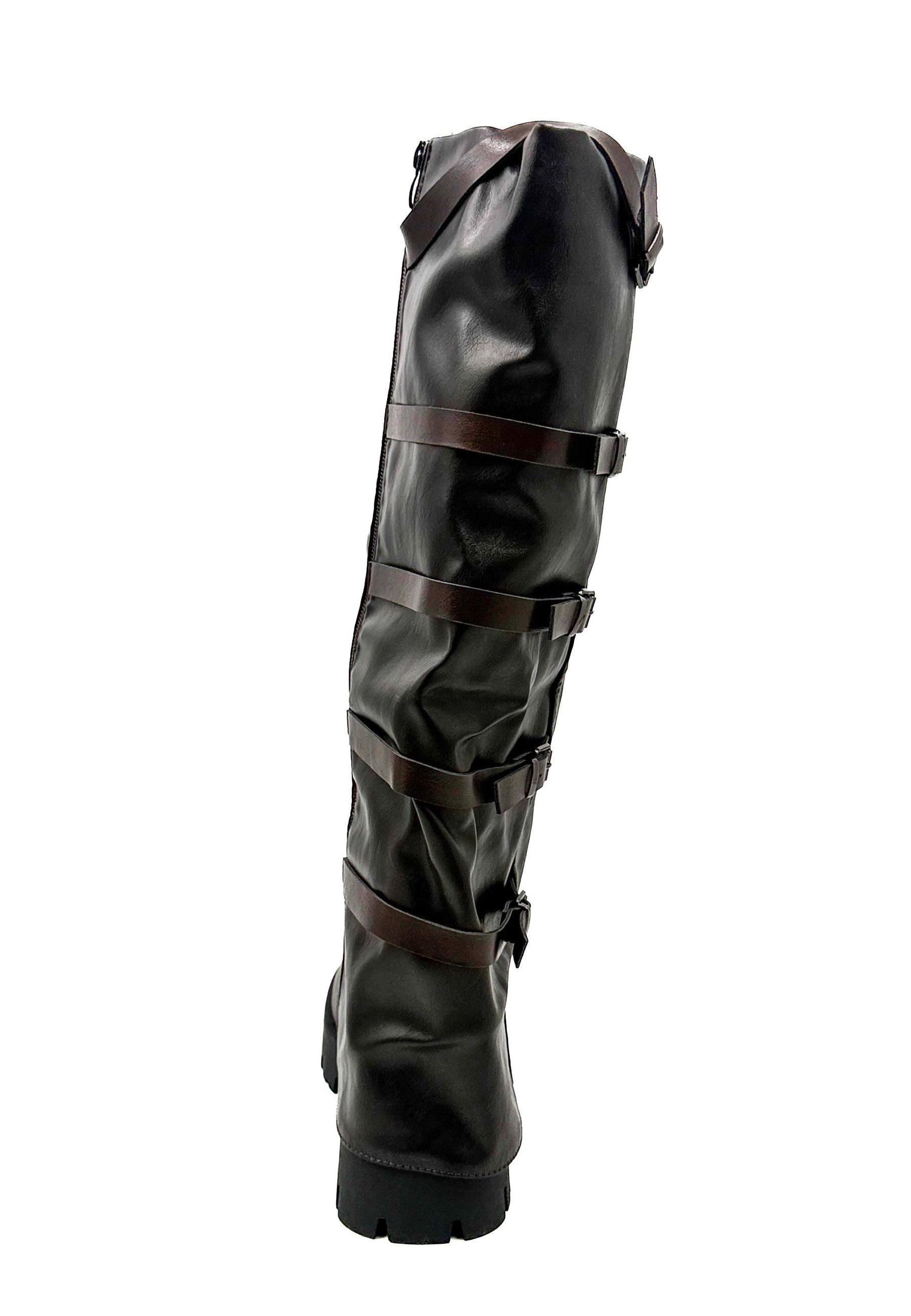 FEMALE - Stivali alti neri con fibbie  Stile grunge urbano marrone 7670A/ MARRONE FEMALE 