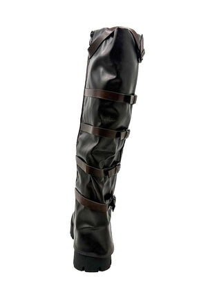 FEMALE - Stivali alti neri con fibbie  Stile grunge urbano marrone 7670A/ MARRONE FEMALE 