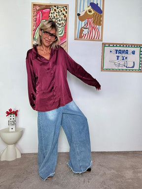 SUSY STAR - Camicia oversize lampone viscosa  Eleganza minimal STC273CU/ LAMPONE SUSY STAR 