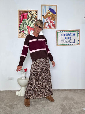 FEMALE - Gonna lunga donna in tessuto elasticizzato maculato  comoda, femminile e super trendy 35589ZGMB/ ANIMALIER FEMALE 