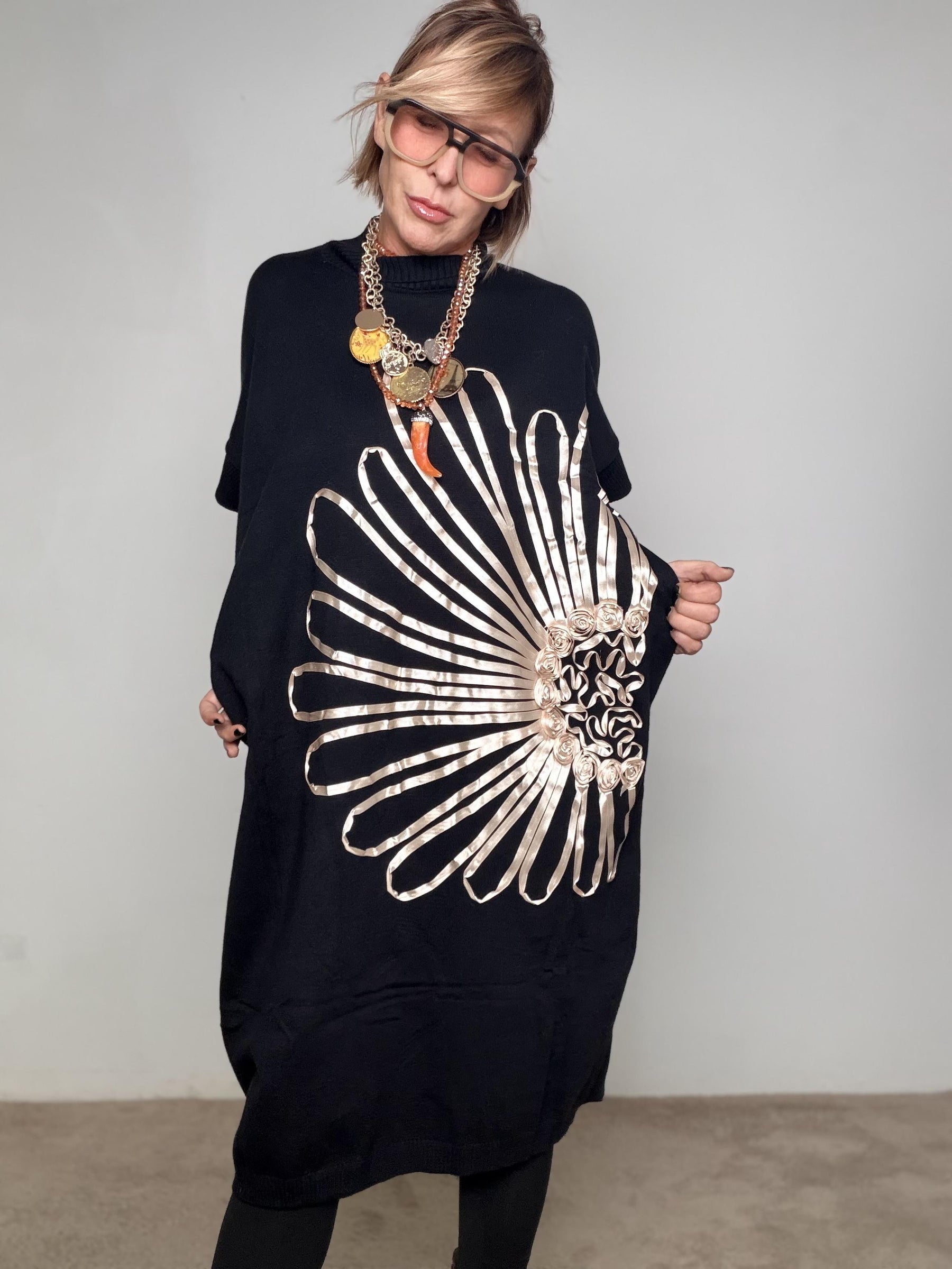 FEMALE - Abito Graphic Shine ZM79076/ NERO FEMALE 