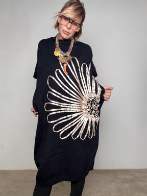 FEMALE - Abito Graphic Shine ZM79076/ NERO FEMALE 