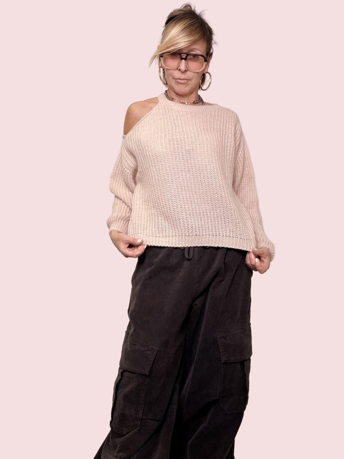 PHILIA LOFT - MAGLIA SOFT SHOULDER ROSA F01O0657/ ROSA PHILIA LOFT 