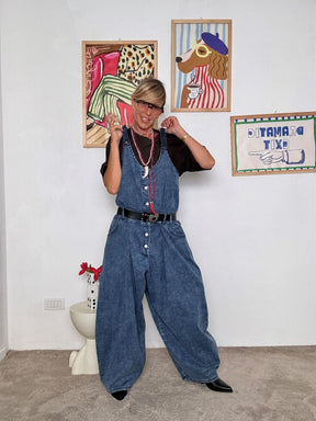 SUSY STRA - Salopette in jeans con T-shirt sotto compresa  casual, trendy e super comfy ST325/ JEANS SUSY STAR 