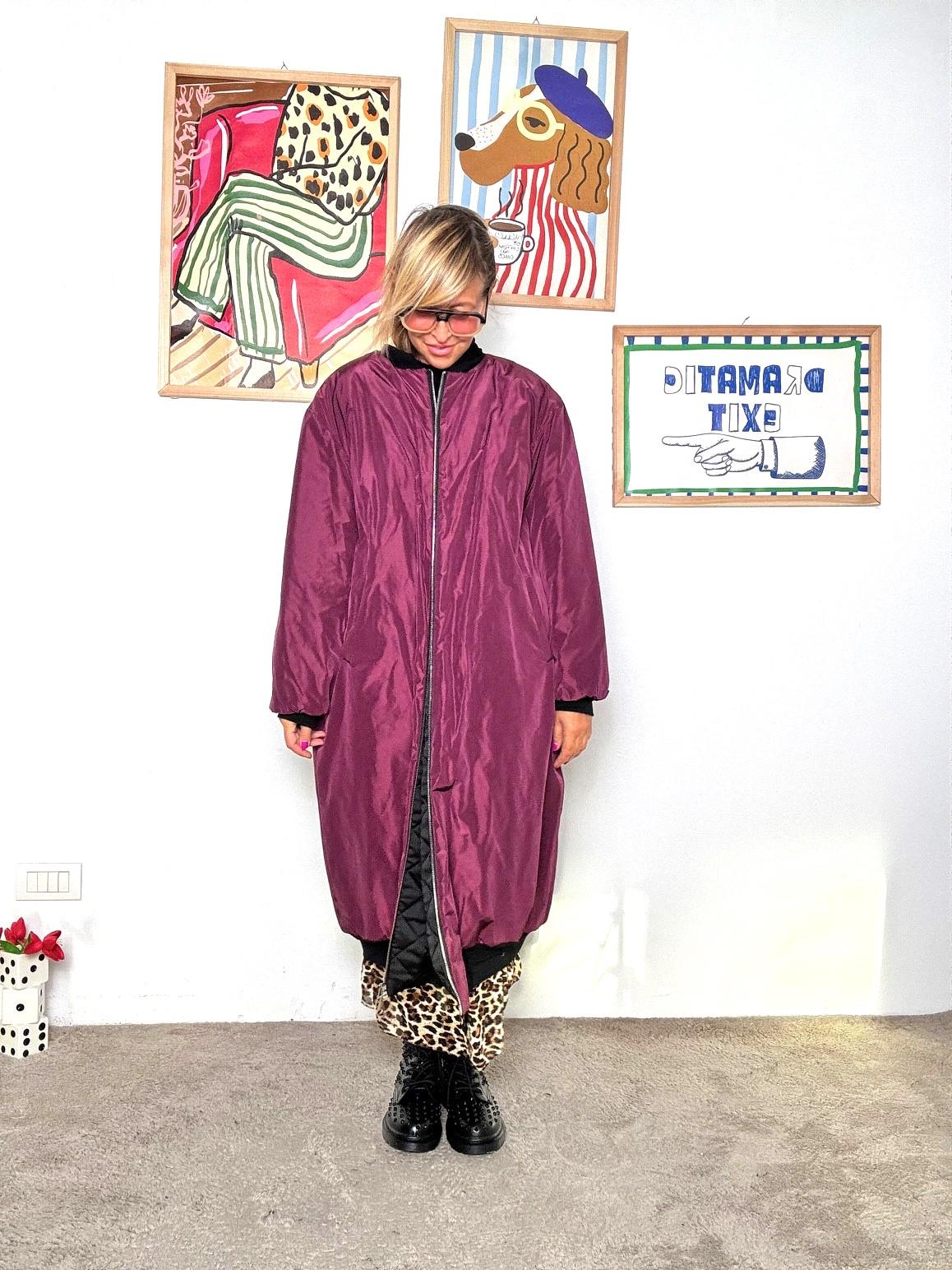 SUSY STAR - Bomber lungo donna  pratico e di tendenza vino ST240802/ VINO SUSY STAR 